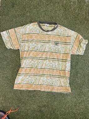 Vintage 90s Rainforest Cafe Las Vegas Floral Striped T-Shirt Size Large